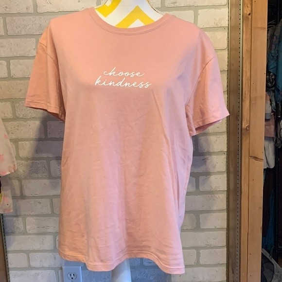 Zoe + Liv Tops - Zoe + Liv Choose Kindness Pastel Pink Casual Short Sleeve T-shirt